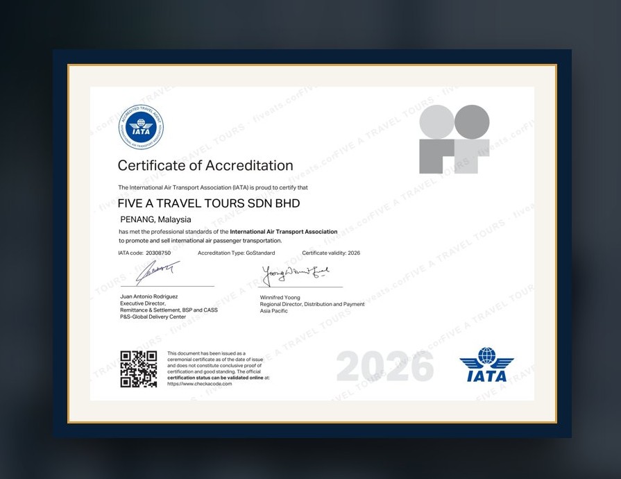 Five A Travel — IATA Certificate of Accreditation