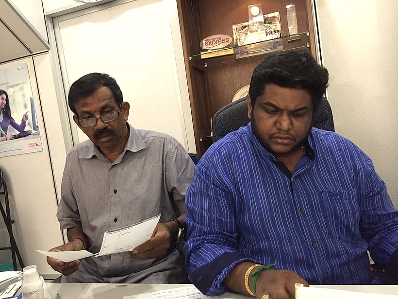 RG Reddy learning the business beside his late father, Mr Rajagopal Sanjevey Reddy, at the Five A office